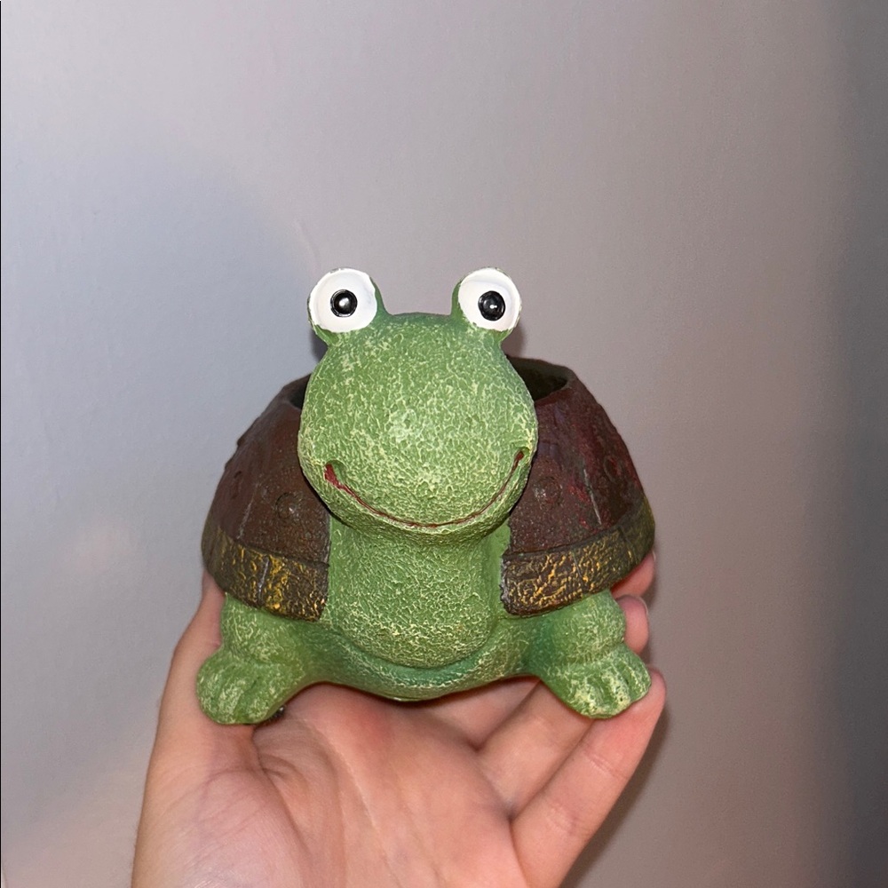 Green and Brown Turtle Planter